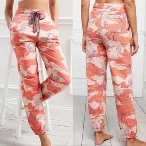 Anthropologie Daily Practice Camilla Crane Whimsical Orange Joggers Sweatpants